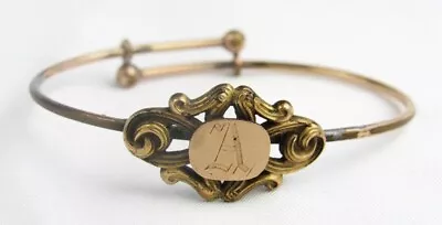 Antique Signed HFB Fancy Gold Filled Monogram A Child's ? Slide Bracelet • $29