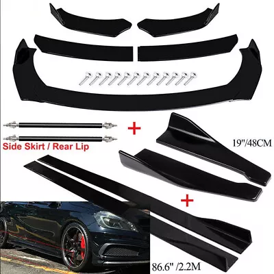 For Benz W204 W205 Sedan Front Bumper Spoiler Body Kit+Side Skirt+Rear Black • $59.99