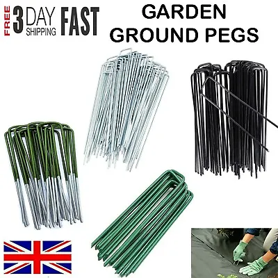 Metal Ground Garden Landscape Weed Membrane Fabric Turf Hooks Pegs Staples • £53.95