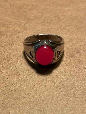 $30 • Buy Vintage Carnelian Diamond Sterling Silver Ring Size 11