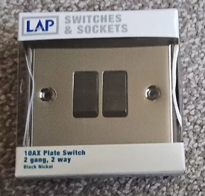 LAP Black Nickel - 2 Gang - 2 Way Switch - New Unused • £4.99