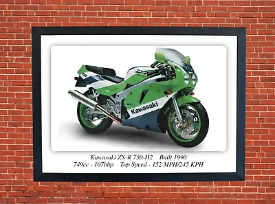 Kawasaki ZX-R 750-H2 Motorcycle A3 Print Poster On Photographic Paper Wall Art • £9.99