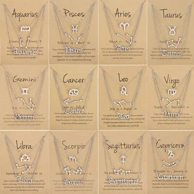 Ladies Gold 12 Horoscope Astrology Zodiac Letter Birth Sign Chain Necklace Gift • £3.99