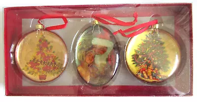 Vintage Theme Christmas Ornaments (3) Glass/Gold Finish- Metropolitan Museum Art • $21.95