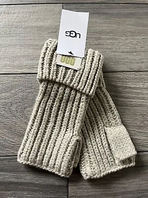 Ugg Womens Chunky Fingerless Cable Knit Cuff Glove Light Gray Nwt One Size • $27.99