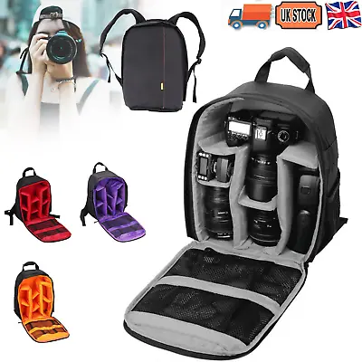 Waterproof Travel Camera Bag Backpack SLR DSLR For Nikon Sony Canon Rucksack UK • £13.95