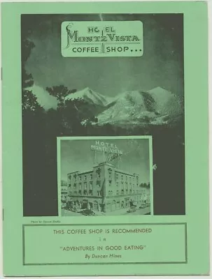 1947 Menu Hotel Monte Vista Flagstaff Arizona W Local Ads; 71c Lunch 96c Dinner • $23