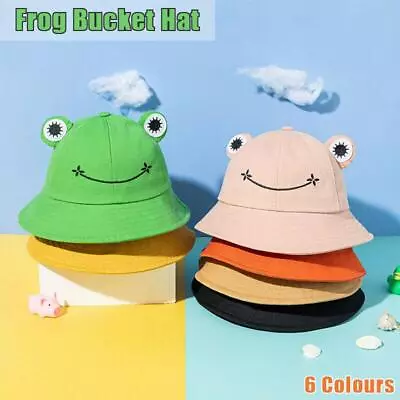 Adult Kids Frog Bucket Hat Outdoor Hiking Beach Fishing Cap Sunscreen Sunhat LM • $9.99