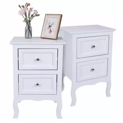 Pair Of Wooden Bedside Table 2 Drawer Cabinet Bedroom Storage Nightstand • £49.99