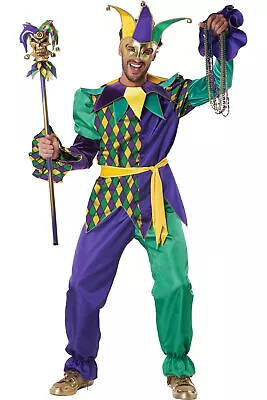 California Costume Deluxe Mardi Gras Jester Adult Men Outfit 5122/006 • $42.27