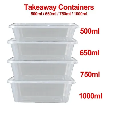 Clear Food Storage Containers With Lids Microwave Freezer Safe Takeaway Boxes • £5.97