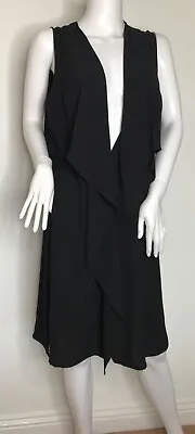 Doris Streich Waistcoat Long Length Size 10 Black Nee • £14.79