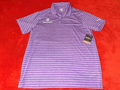 Puma Golf Dri Fit   Mens  Xl Purple    Striped  Ss   Sponsor   Polo   Shirt New • $8.99