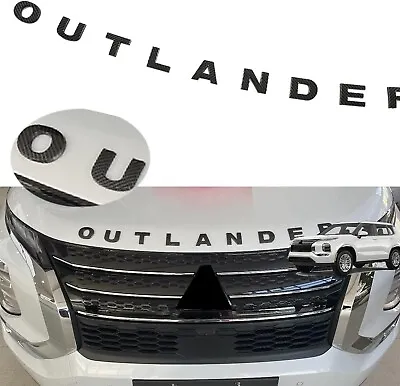 Carbon Fiber Hood Sticker 3D Letter Decal Badge For Mitsubishi Outlander 2023 • $36.12