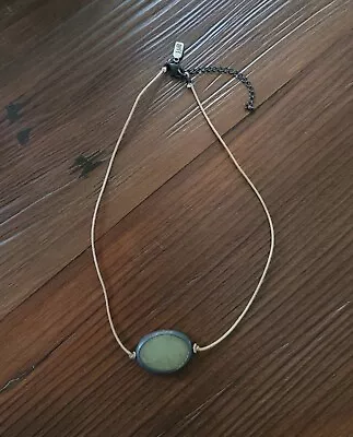 Jjill Leather Cord Oval Stone Pendant Necklace With Sterling Silver  • $12.95