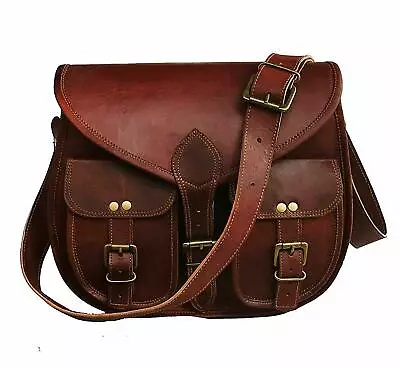 Women's Hand-Crafted Satchel Vintage Leather Purse Messenger Sling S Bag Saddle • $43.15