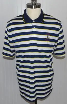 Men's L Polo Ralph Lauren Performance Golf Shirt Blue White Striped US OPEN USGA • $8.02