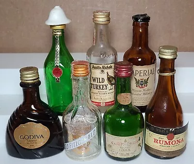 LOT Of 7 Vintage Empty Miniature Alcohol Liquor MiniBottles Glass     (T7) • $24.29