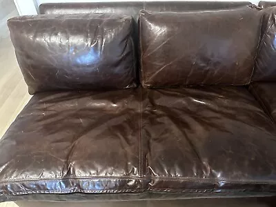 Restoration Hardware Sectional Leather Couch 3 Piece With Sells New For $15000 • $2500