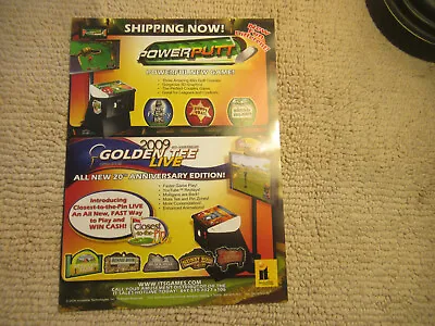 $5.49 • Buy Odd Size 11- 8.5''  POWER PUTT GOLDEN TEE LIVE 2009    Arcade Video Game Flyer  