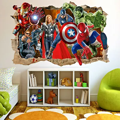 Superheroes Avengers Spiderman Hulk Wall Stickers Art Murals Boys Room Decor 322 • £15.99