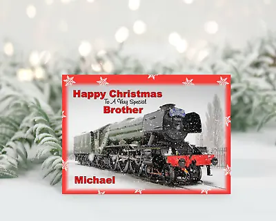 Personalised Christmas Card Train Steam Train Flying Scottsman • £2.99