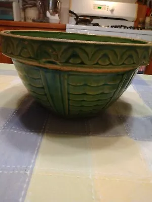 Antique  McCoy Green Decorated Mixing Bowl HTF • $150