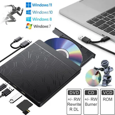 £16.99 • Buy External Drive USB 3.0 USB 2.0 Burner CD DVD RW ReWriter Player For Laptop PC HP
