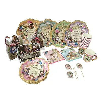 Alice In Wonderland Party Supplies Set Great For Mad Hatter Tea Party Plates Cup • $26.12