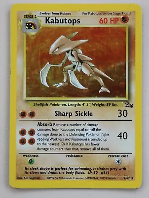 Pokémon TCG Kabutops Fossil 9/62 Unlimited Holo Rare • $0.99