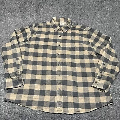 Faherty Flannel Shirt Mens XXXL Tan Plaid Long Sleeve Button Down 3XL • $19.99