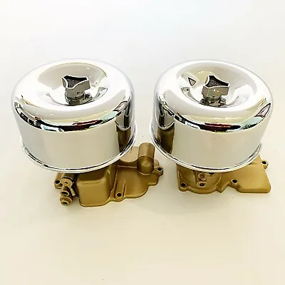 Hot Rod 2 X 2BRL Air Cleaners/ Tr-Bar Spinners- LOW PROFILE -2 5/8  Neck • $29.95