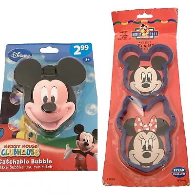 NEW Disney Mickey Mouse Cookie Cutter Set Of 2 & Catchable Bubbles COD21 • $9.99
