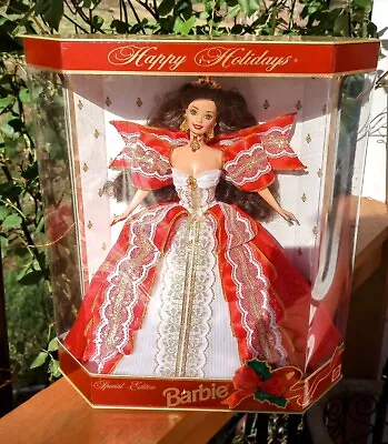 Happy Holidays Special Edition 1997 Barbie Doll Brunette With Green Eyes NIB • $19