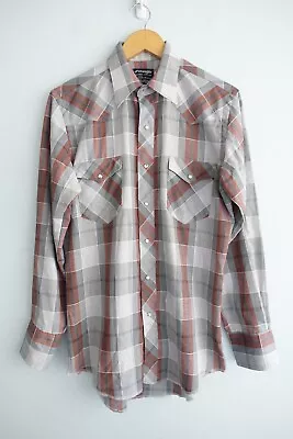 Vintage 70s Wrangler Mens Pro Rodeo Shirt Size 15.5 33 Checked Snap Western USA • $50