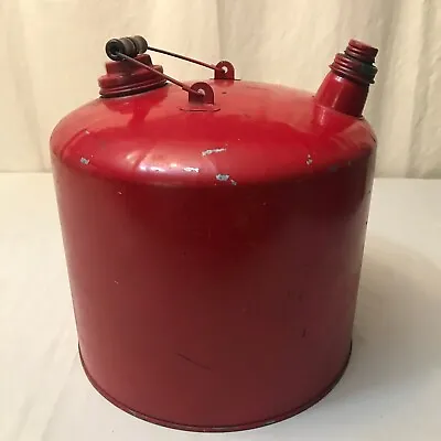 Vintage Metal Solid Red Gas Gasoline Can With Bail Handle 2 1/2 Gallon? • $20