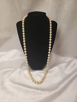 Majorica 9mm Beautiful Faux Pearl Necklace W/Pearl Box Clasp 22  • $69.95