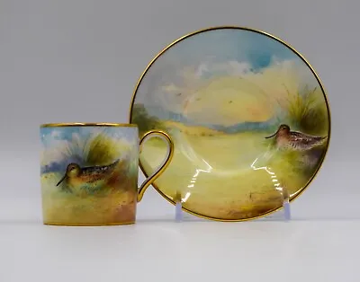 Minton Artist Signed Hand Painted Cup & Saucer - Artist A.Holland - Snipe Birds • $295