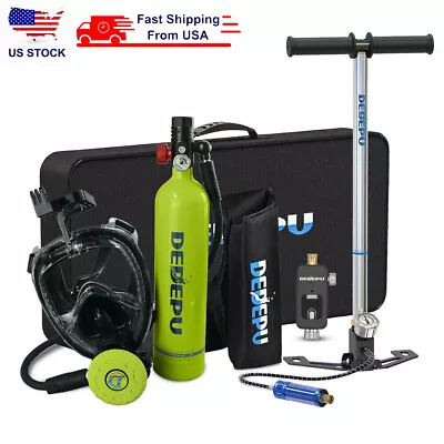 DEDEPU Portable Mini Scuba Diving Kit Full Face Snorkel Mask 1L Air Oxygen Tank • $79.99