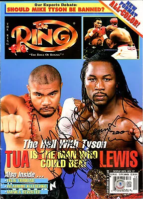 Lennox Lewis & David Tua Autographed Signed Ring Magazine Beckett BAS #BH29267 • $99