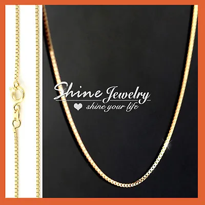 $8.72 • Buy 18K YELLOW GOLD GF SOLID MENS WOMEN 16-24'' Box Chain Necklace For Pendant Charm