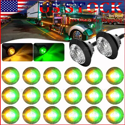 20x 12V Amber-Green Round Truck Trailer Side LED Marker Lights Dual Color 3/4  • $29.95