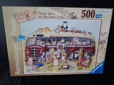 Ravensburger Crazy Cats.... On The Coach Trip 500 Piece Jigsaw Puzzle • £2.50