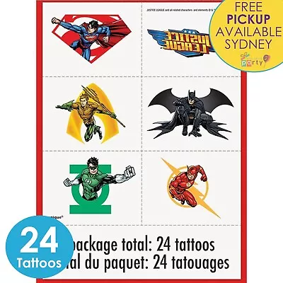 $8.99 • Buy Justice League Party Supplies 24 Tattoos Superhero Birthday Bag Favours