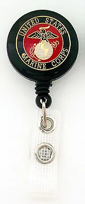 MARINE CORPS USMC Retractable Reel ID Card Badge Holder /Key Chain / US Military • $12.98