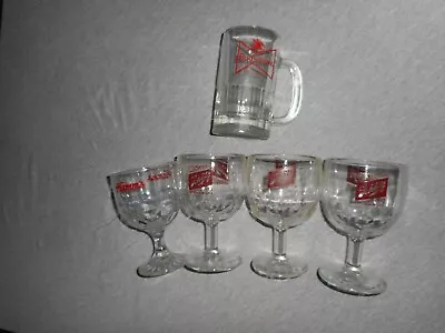 Vintage Beer Glasses / Mug / Chalise Lot Of 5  - BUDWEISER - HAMM'S - SCHLITZ - • $35