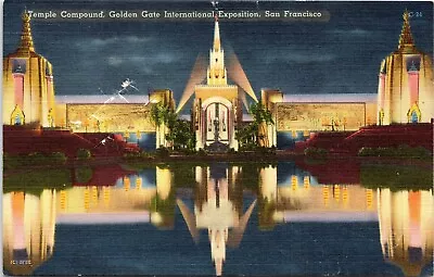 Temple Compound Golden Gate Exposition San Francisco California- Linen Postcard • $3.99