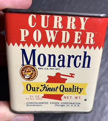 Monarch Curry Powder   Spice Tin Chicago  Older Vintage • $8.95