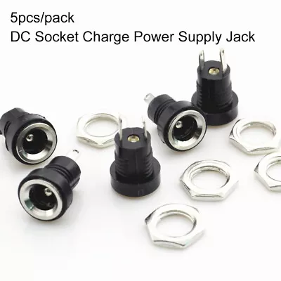 5pcs 2.1mm X 5.5mm Panel Chassis Mount Dc Socket Charger Power Jack Plug - Small • £5.49