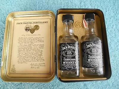 Vintage JACK DANIELS COLLECTIBLE TIN Hudson Scott & Sons WITH 2 EMPTY BOTTLES. • $19.95